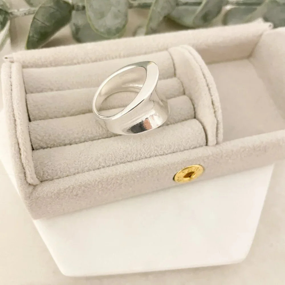 925 Sterling Silver Chunky Silver Ring Thick Wide Ring Band Statement Ring - Picture 6 of 7
